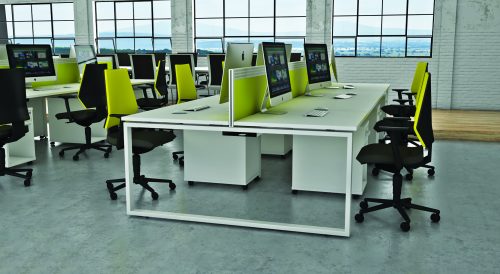 Green Office Chairs Under White Desks