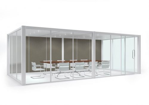 modern white office meeting space