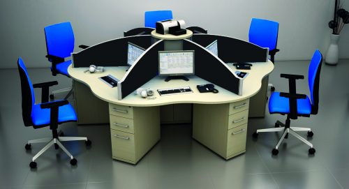 Again, these cluster desks move away from the traditional rows of furniture, and help with team work and inspiration.